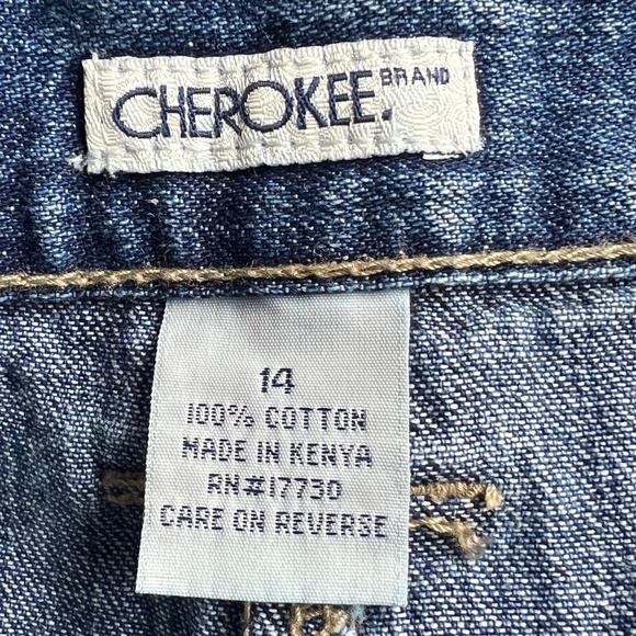 Cherokee Denim Shorts Size 14 High Waist Large Pockets Bermuda Vintage Med Wash - Picture 5 of 5